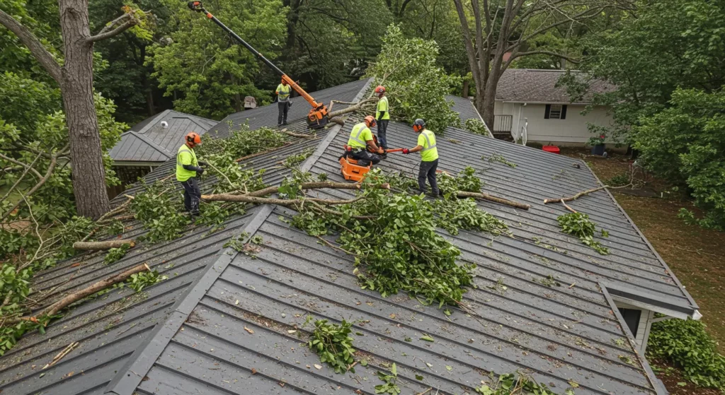 How To Maintain A Metal Roof 5 trim overhanging trees and remove debris